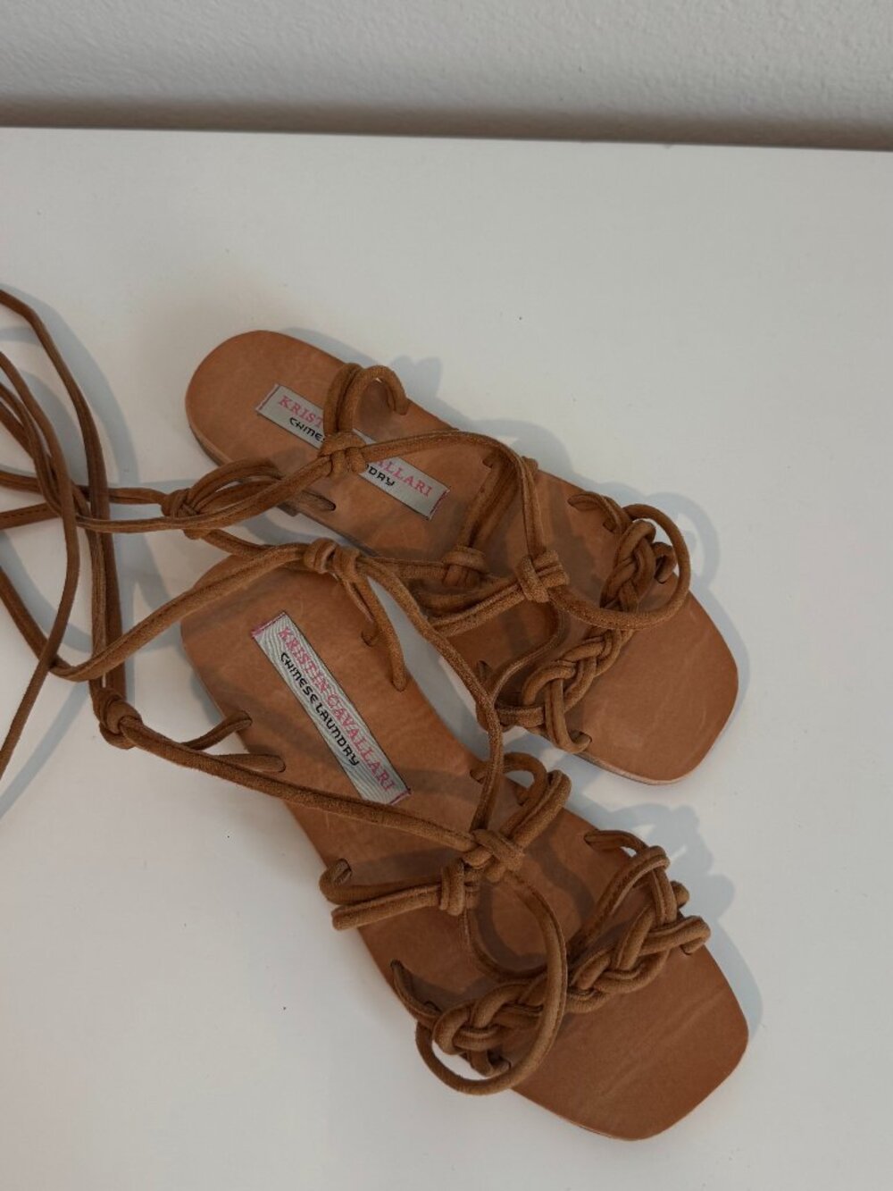 Kristin Cavallari Tori Tan Suede Lace-Up Gladiator Sandals 5.5